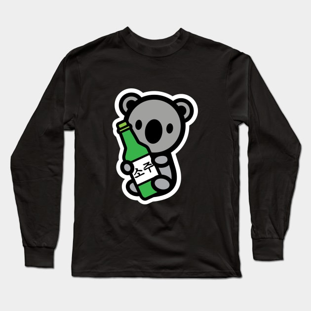 Koala Bear Soju Korean Drink Funny Cute Korea Animal Lover Bambu Brand Long Sleeve T-Shirt by Bambu